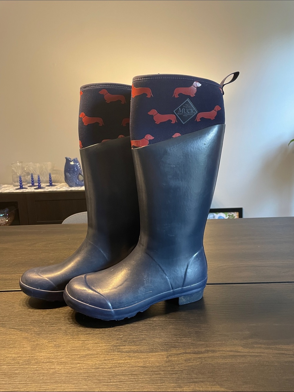 Muck Boot Company X Emily Bond Women's Red Dachshund Print Wellies